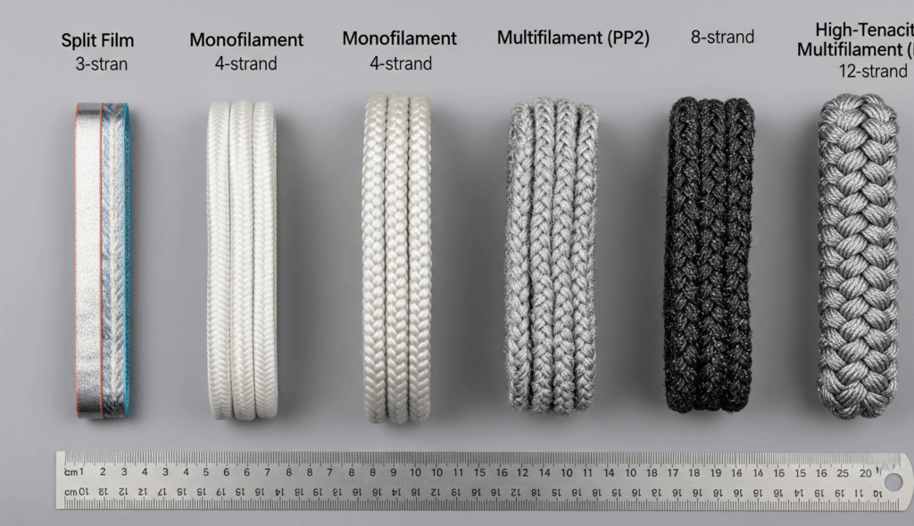 Fibre Ropes – Polypropylene (Split Film, Monofilament & Multifilament (PP2) and High-Tenacity Multifilament (PP3)) – 3-, 4-, 8- and 12-Strand Ropes