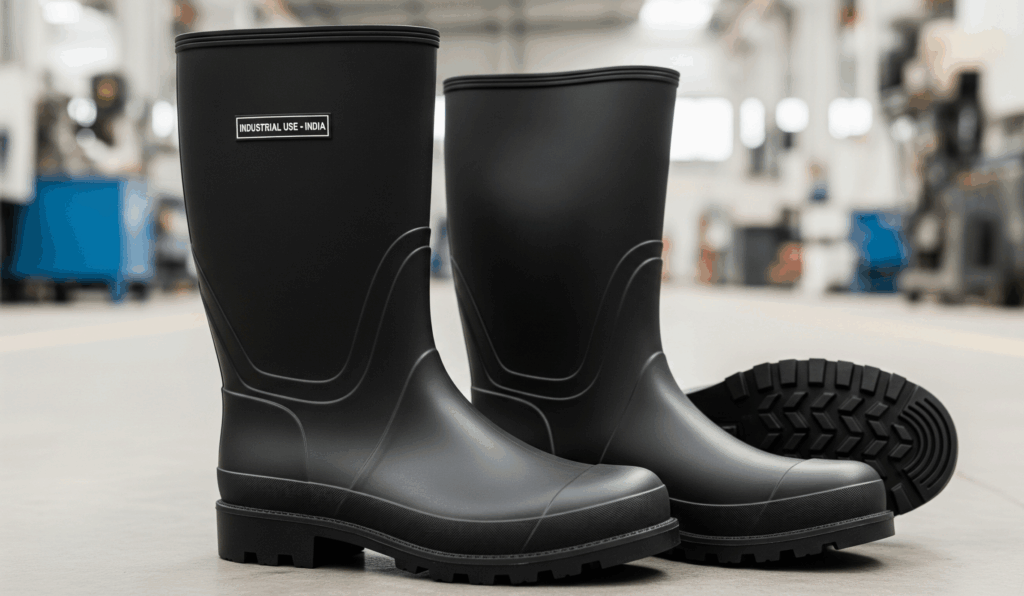 unlined moulded rubber boots manufactured from rubber material