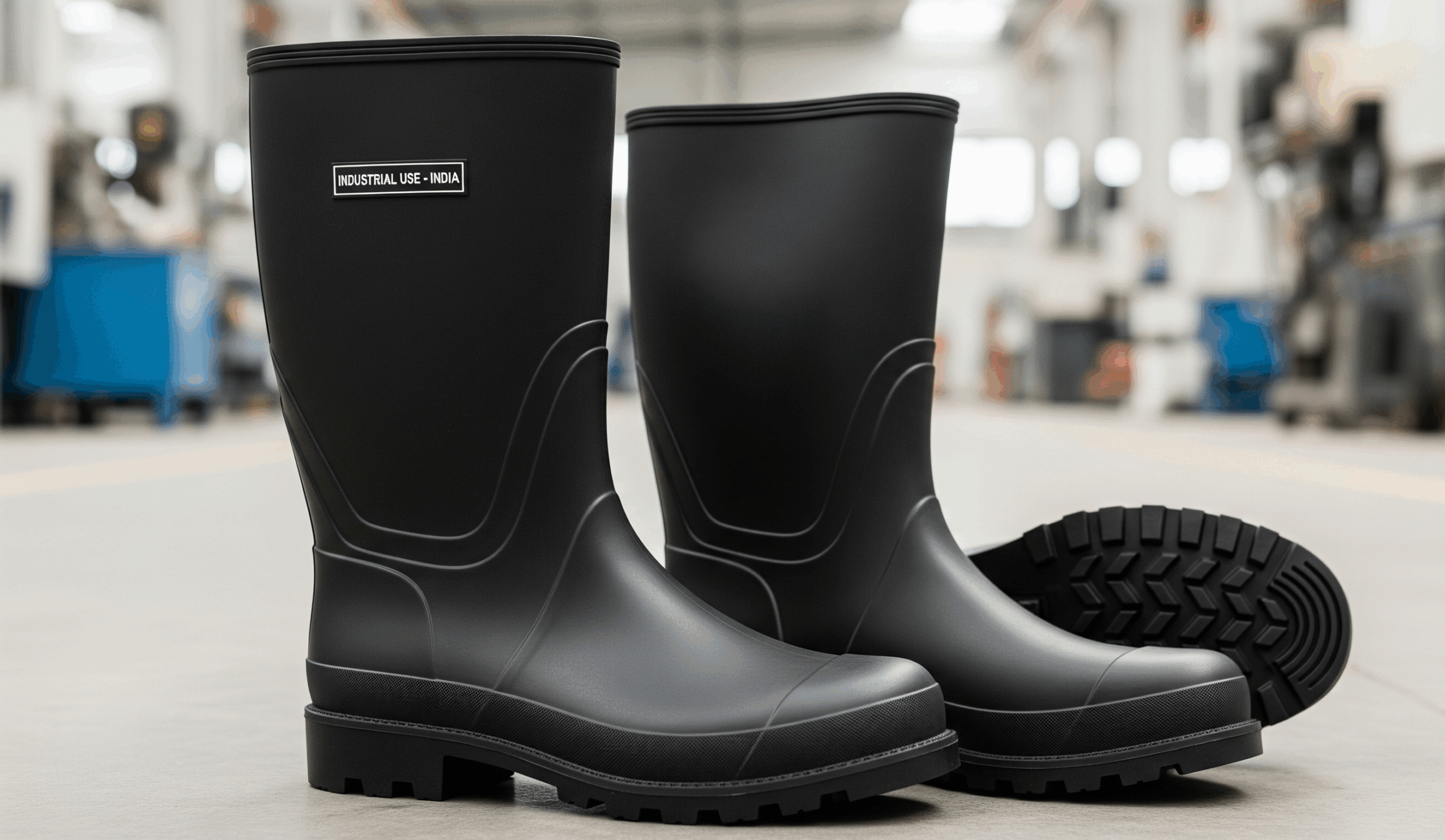 unlined moulded rubber boots manufactured from rubber material