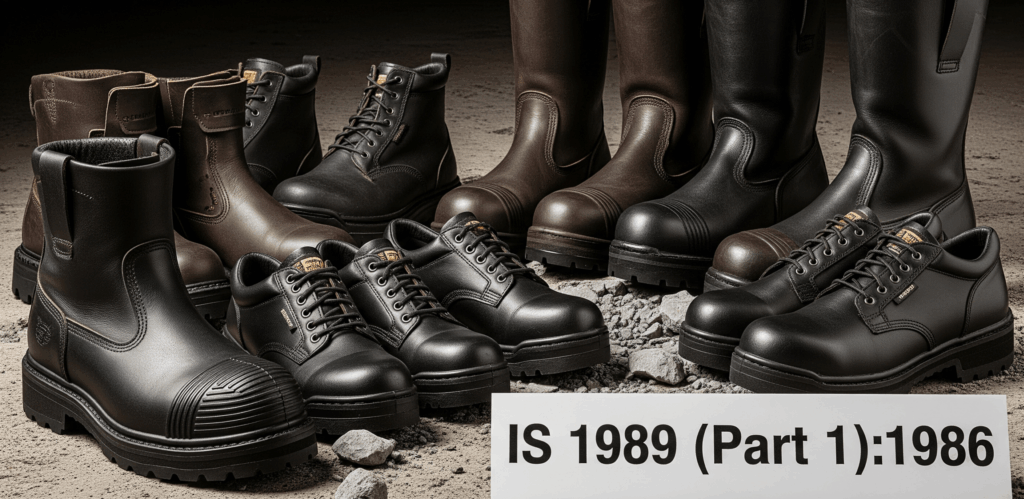 Leather Safety Boots and Shoes for Miners.