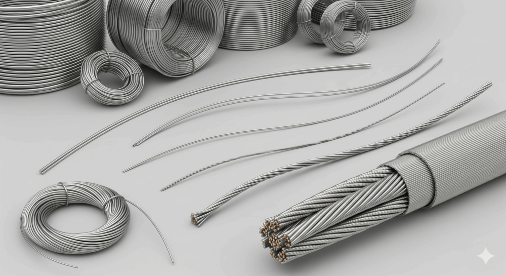 Wrought aluminium wires for use in electrical purposes including conductors, transmission lines, and cables.