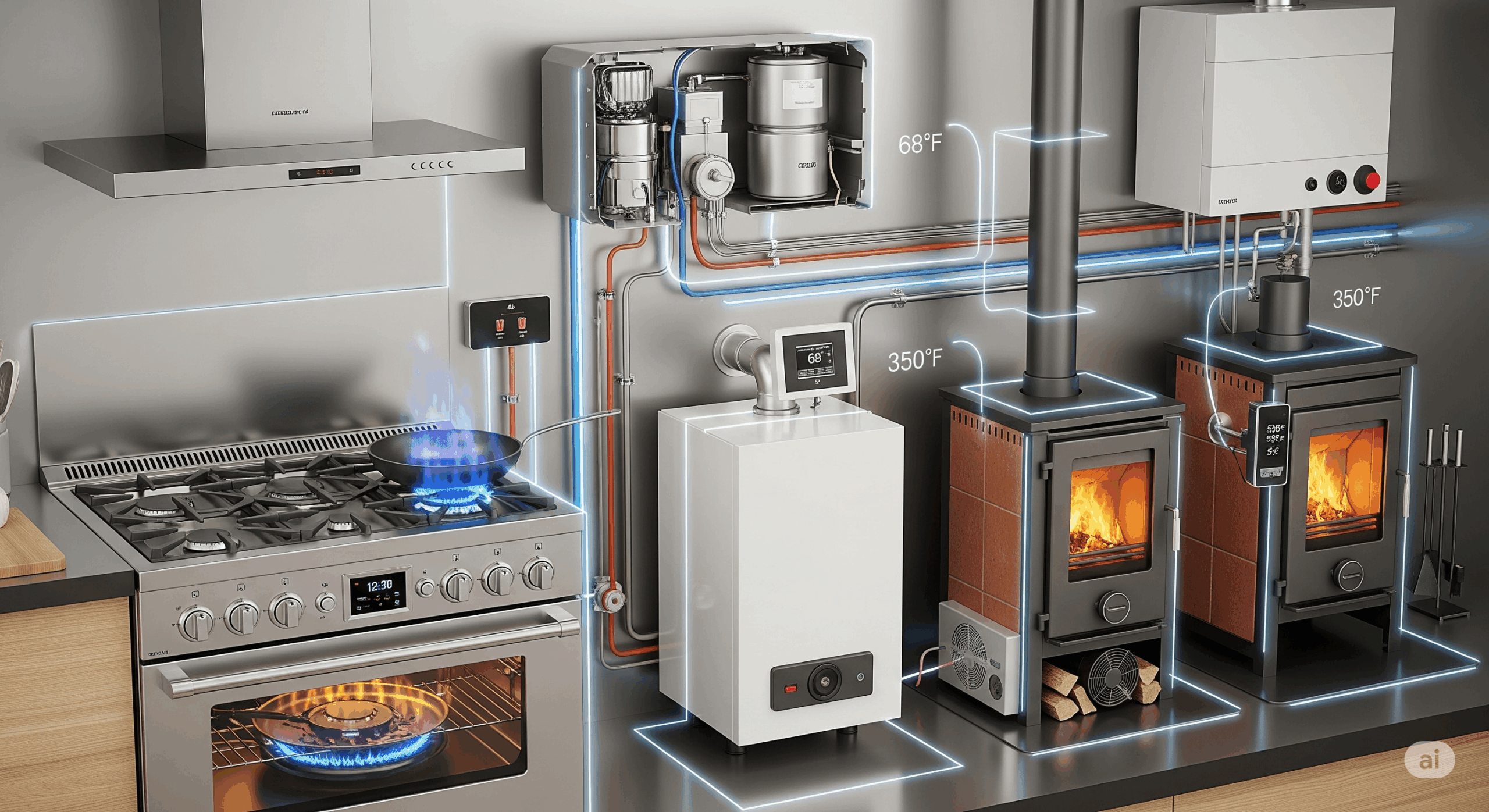 Gas, Oil and Solid-Fuel Burning Appliances Having Electrical Connections