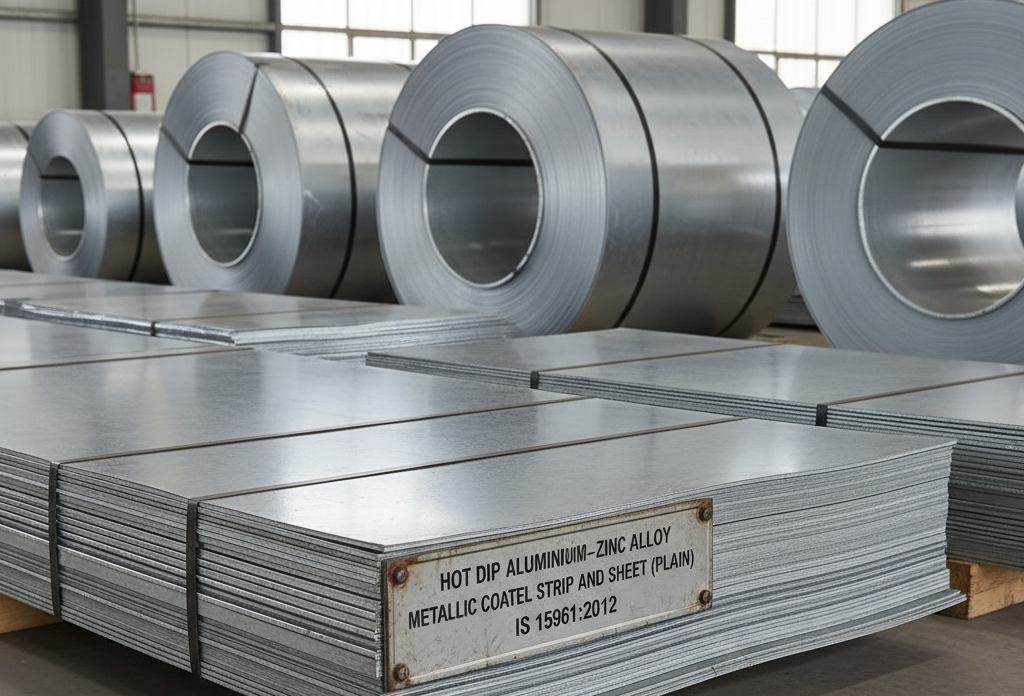 Hot Dip Aluminium–Zinc Alloy Metallic Coated Steel Strip and Sheet (Plain) – IS 15961:2012