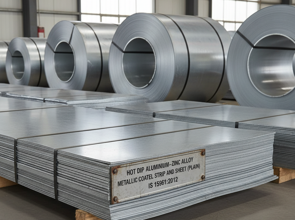 Hot Dip Aluminium–Zinc Alloy Metallic Coated Steel Strip and Sheet (Plain) – IS 15961:2012