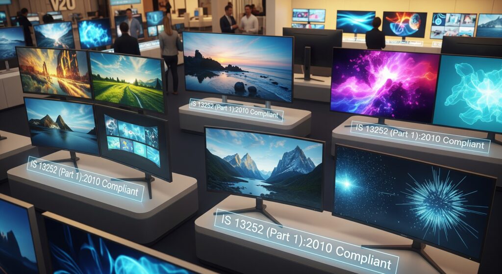Visual Display Units, Video Monitors of Screen Size 32″ & above IS 13252 (Part 1):2010 – Information Technology Equipment – Safety – General Requirements